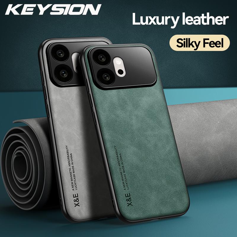 KEYSION Luxus Retro PU-Leder Handyhülle für HONOR 600 Pro 5G Silikon+PC Stoßfeste Handy-Rückabdeckung für Huawei Honor 600 5G
