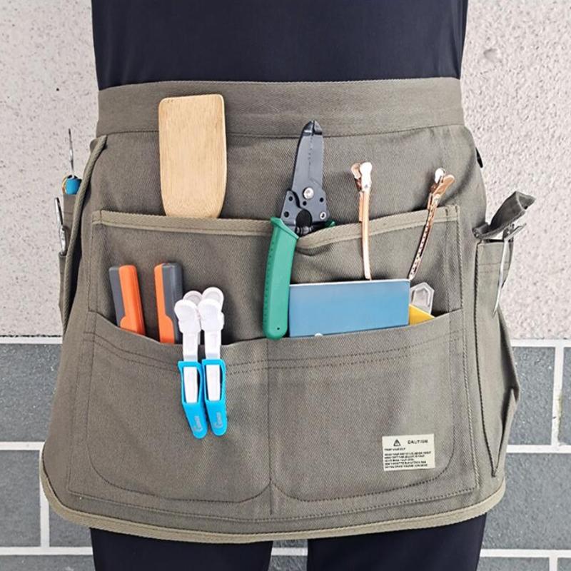 Garden Apron Canvas Work Apron with Pocket Adjustable Tool Apron for Home Garden