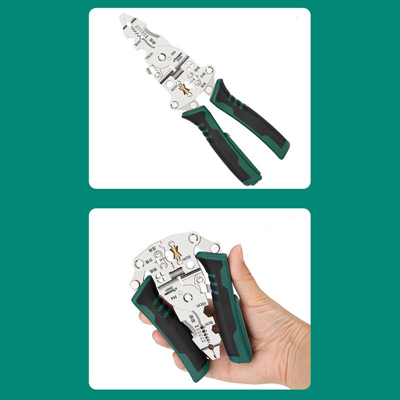 Foldable Wire Stripping Pliers Voltage Testing Cable Cutting Crimping Pliers Multifunctional Wire Stripper Electrician Pliers