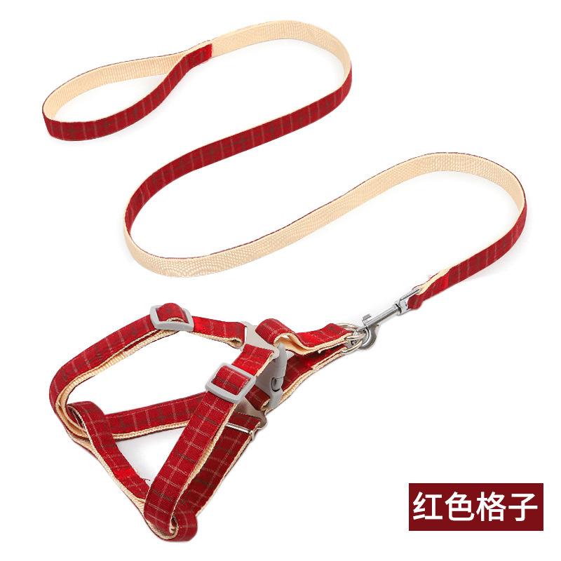 Pet new chest strap walking dog leash dog Korean version striped plaid cat collar dog leash spot