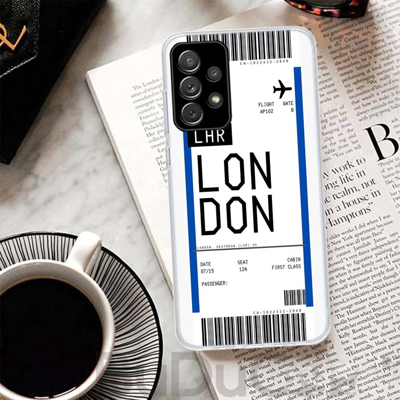 Travel Ticket Label Phone Case For Samsung Galaxy A15 A14 A54 A13 A53 A12 A52S A55 A22 A23 A24 A32 A33 A34 A25 A35 A03S A04S A02