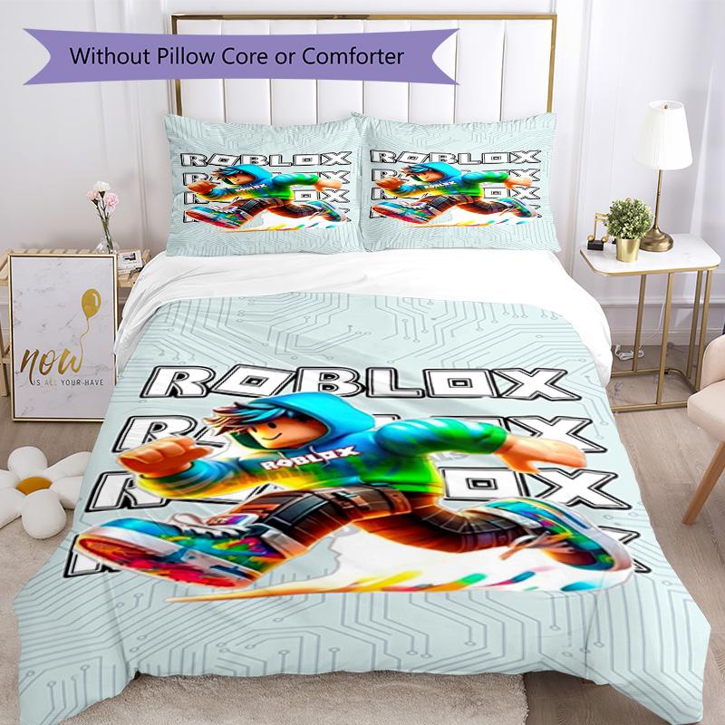 Ensemble de literie Roblox Housse de couette respirante avec taies d'oreiller Linge de lit décoratif pour chambre à coucher Décoration de maison Cadeau d'anniversaire