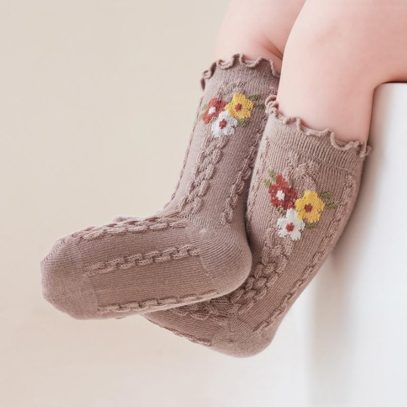 Baby Cotton Socks For Girls Newborn Toddler Ruffle Boneless Sock Children Medium tube Princess Stockings 0-8 Years Autumn Winter