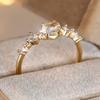 Boho Female White Round Fire Opal Stone Ring Cute Gold Color Summer Wedding Jewelry for Women