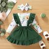 Toddler Infant Kids Baby Girls Floral T Shirt Tops Suspender Skirt Outfits Set