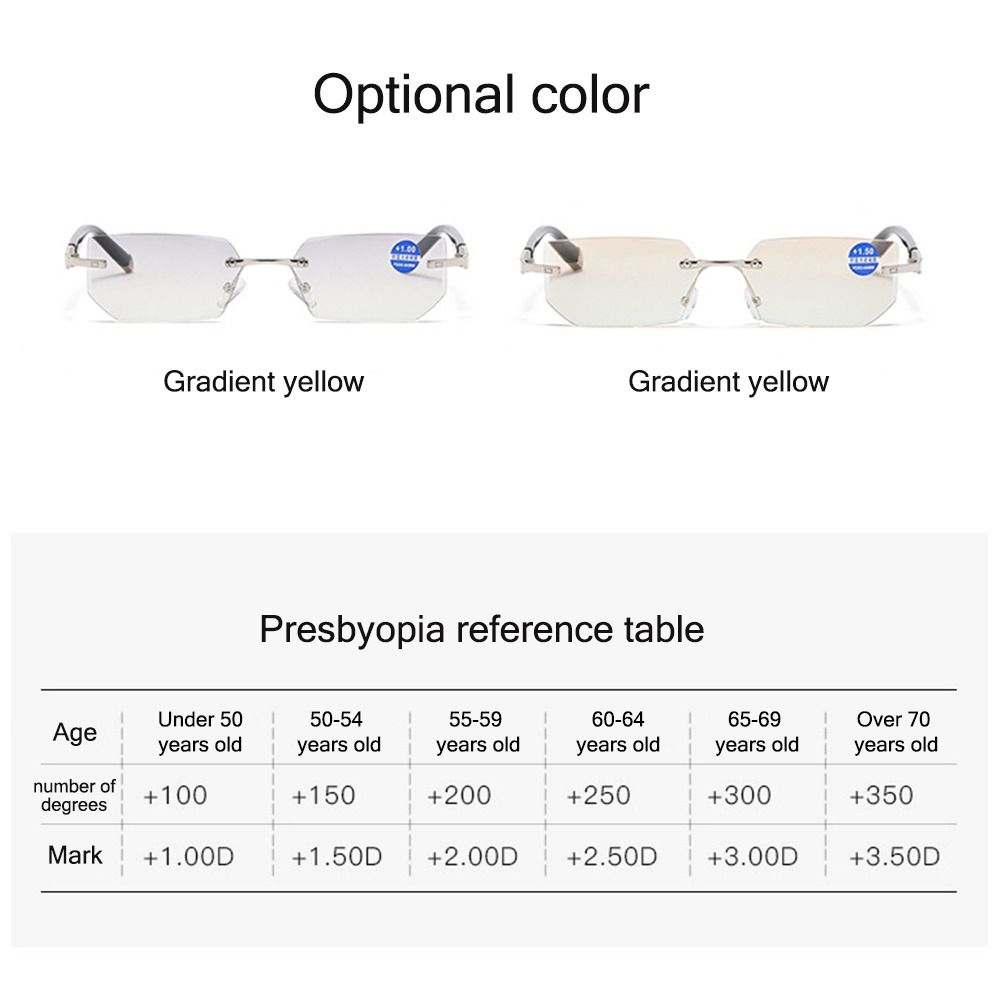 Lesebriller Anti Blue Rays Presbyopia Goggles Dame Vintage Rimless Eyewear