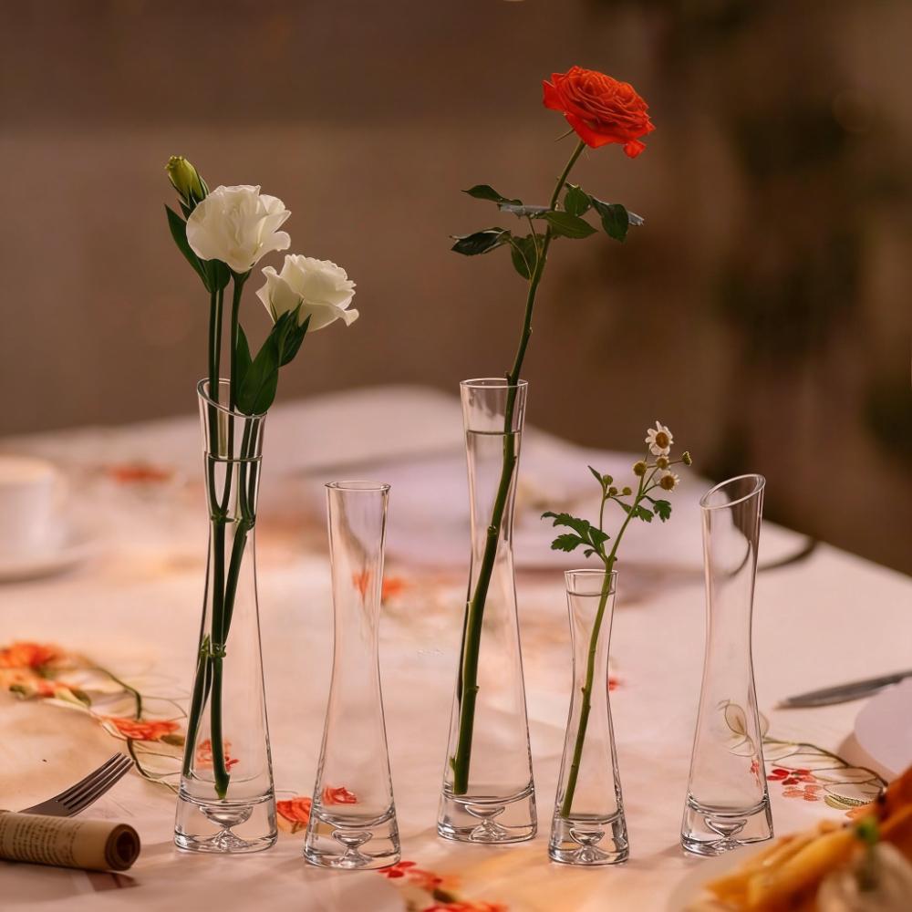 3PCS Transparent Glass Flower Vase Wedding Decoration Simple Vase Hydroponics Plant Flower VaseTable European Style Home Decor