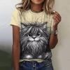 Summer Funny Cat White 3d Print T-shirt For Women Fashion Casual O-Neck Short Sleeve Tops Tees Female Clothes Animal Tshirt New