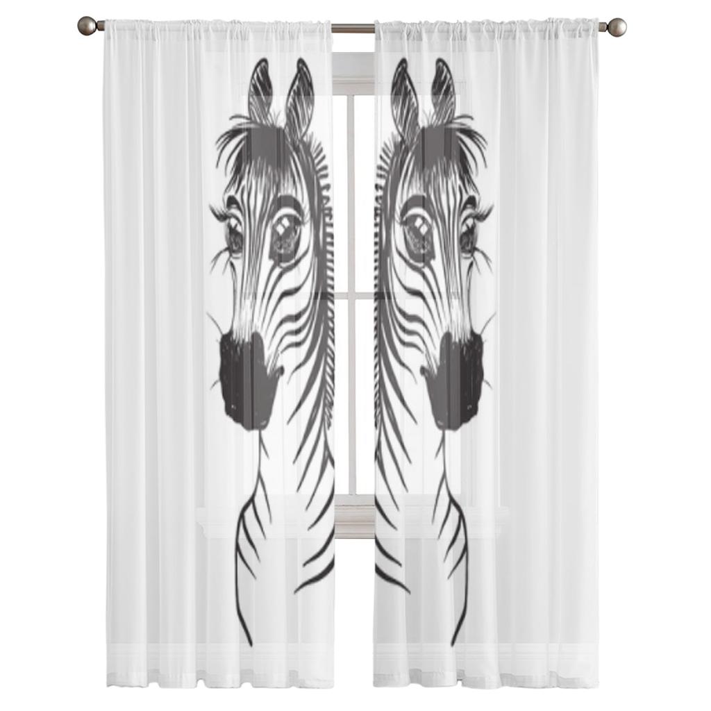 Skizzen Tüllvorhänge für Wohnzimmer Schlafzimmer Weihnachten Chiffon Transparent Voile Küchenvorhang