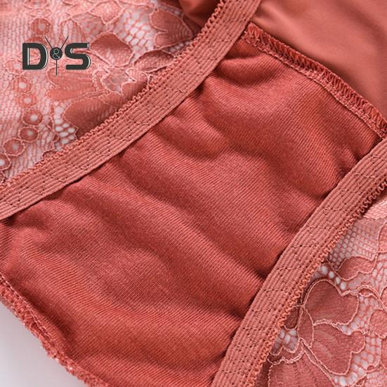 Women Underpants High Waist Hollow Out Lace Soft Breathable Anti Septic Stretchy Moisture Wicking Flower Embroidery Mesh Lady Panties Briefs