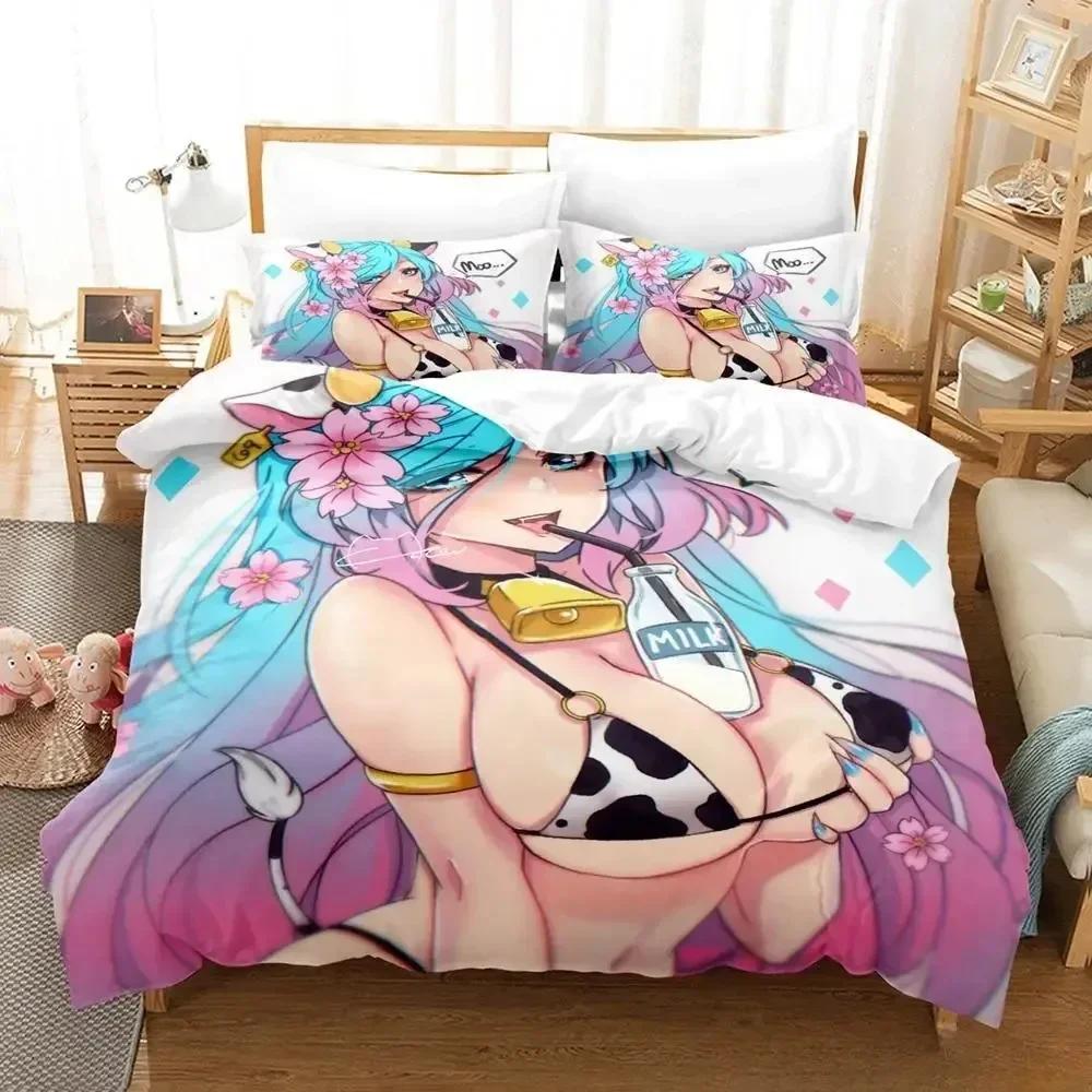 3D  Sexy Girls Silvervale VTuber Bedding Set Printed With Pillowcase Bed Duvet Cover Soft Queen King Size Bedclothes Home
