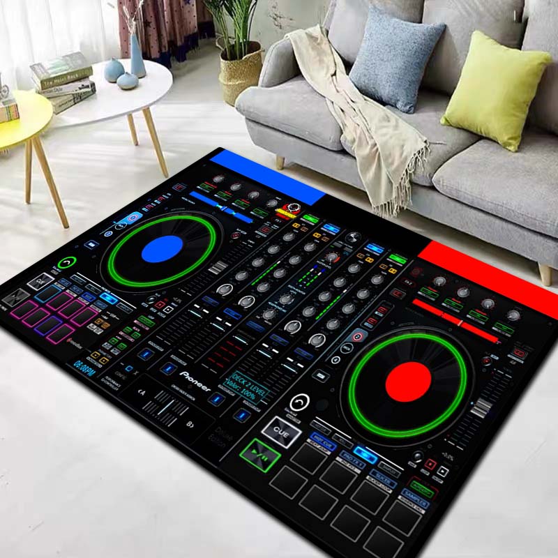 Dj Music Record Screen Console Theme Printing Large Carpet Sofa Living Room Bedroom Decoration Kitchen Bathroom Anti Slip Carpet