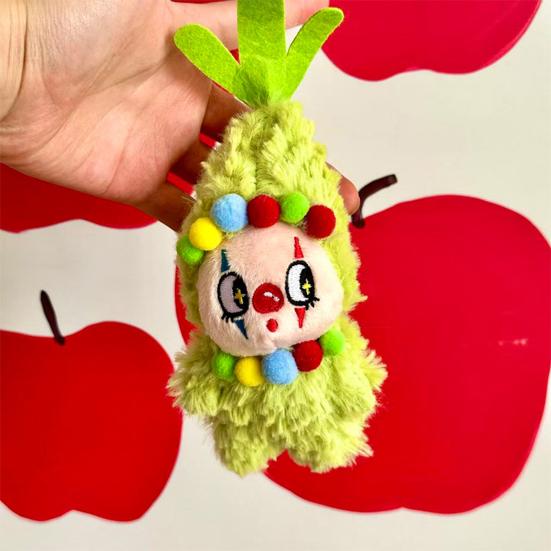 Tecknad plyschnyckelring Söt gosedjur Roligt ansikte Plyschdocka Mjuk fluffig clownplyschleksak Kramsbar present för barn och vuxna