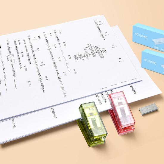 Stapler Transparent Labor-saving Flexible with Staples Book Order Plastic Mini Size Binder Desktop Stapler School Supplies