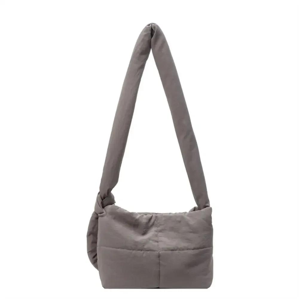 Solid Shoulder Messenger Bags Large Capacity Down Cotton Padded Shopping Bag Lightweight Quilted Totes for Women Girls