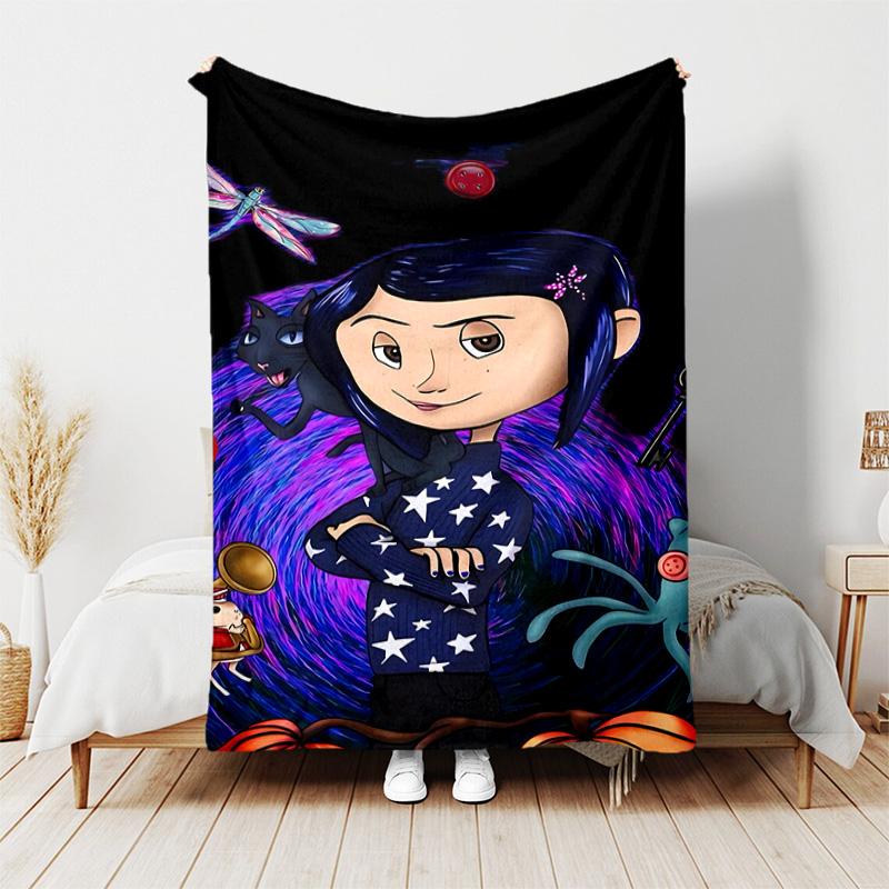 1pc Blanket - Coraline Print Design, Lightweight Blanket for Sofa, Bed- Soft &Warm, Gift for All Seasons