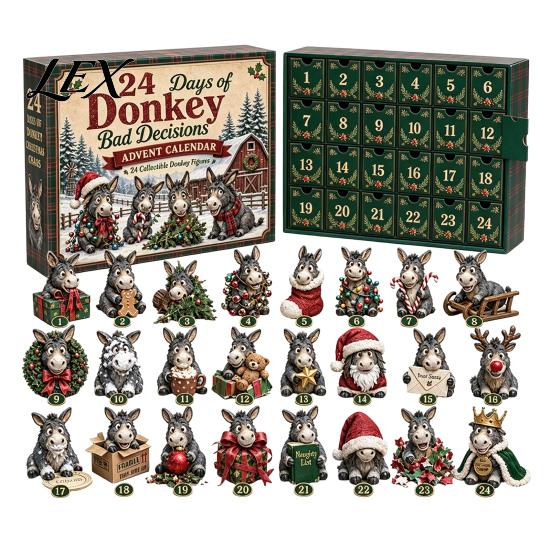 Birthday Gift for Boys Girls Shih Tzu Advent Calendar, 24-Day Countdown Toy Set with Mini Dog Plastic Christmas Ornament Figures, Tree Hanging Decor,