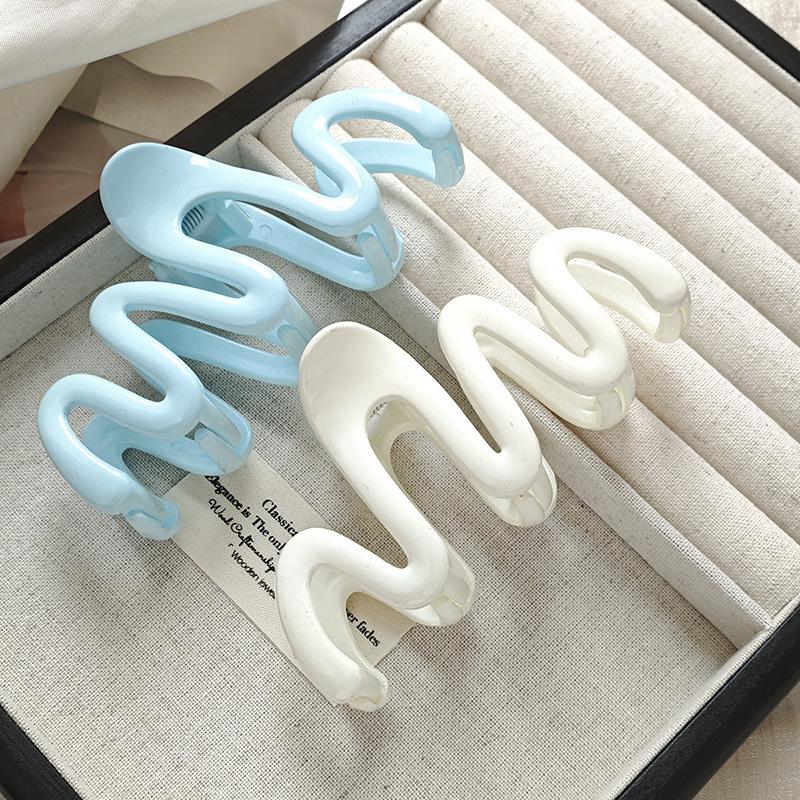 1/4pcs Simple Large Wavy Shape Claw Clip for Thick Hair Shark Clip Hair Accessory for Back of Head to Pin Up Hair Clip
