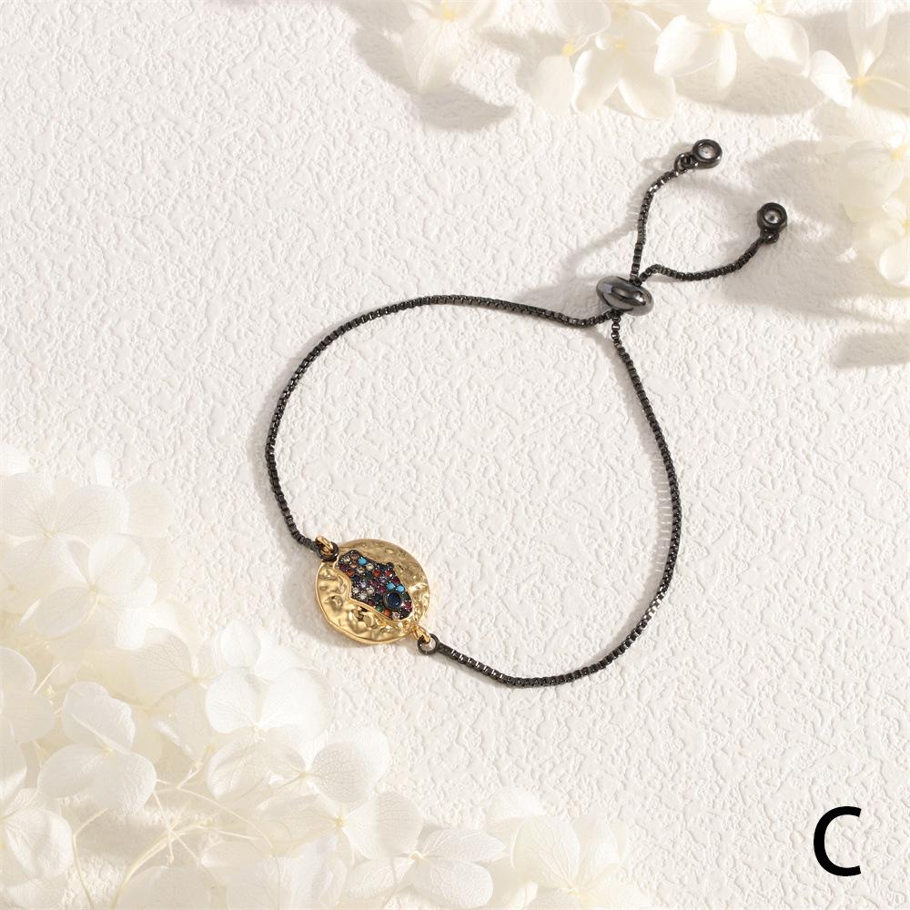 

Европейский и американский стиль Медный циркон Круглый Глаз ладони Любовный браслет