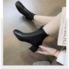 Women's Chunky High Heel Ankle Boots, Square Toe, Back Zipper, Trendy Korean Style for Autumn 2025.