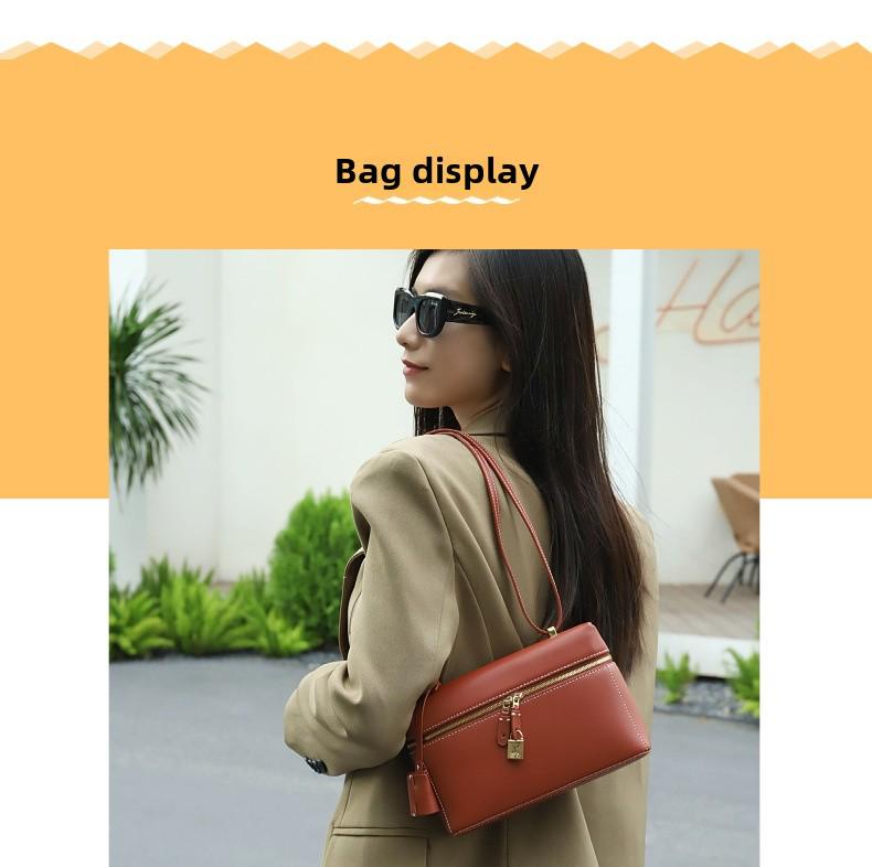 2025 Women's Genuine Leather Small Square Messenger Bag – High-Quality All-Match Handbag with Single Shoulder and Underarm Strap