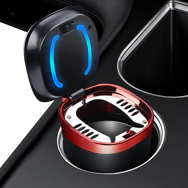 Car Ashtray Portable Mini Car Trash Can Ashtray with LED Blue Light  Long Lasting Heat Resistant Smokeless AshTray Car