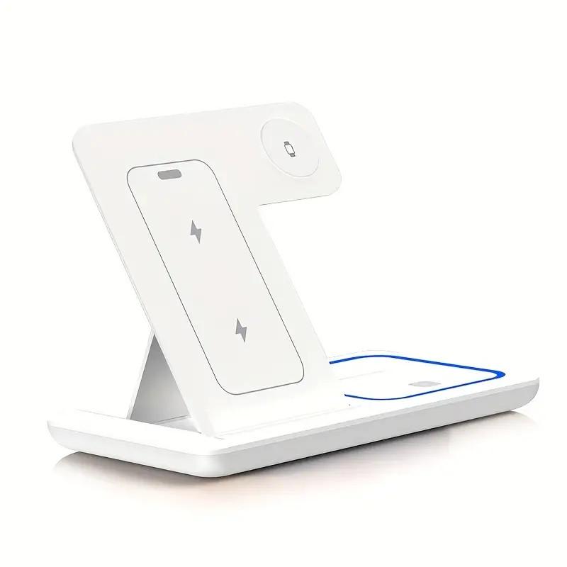 15W Fast Wireless Charger Stand 3 In 1 Foldable Charging Station For iPhone 15 14 13 12 11 Apple Watch 9 8 7 6 5 Airpods Pro