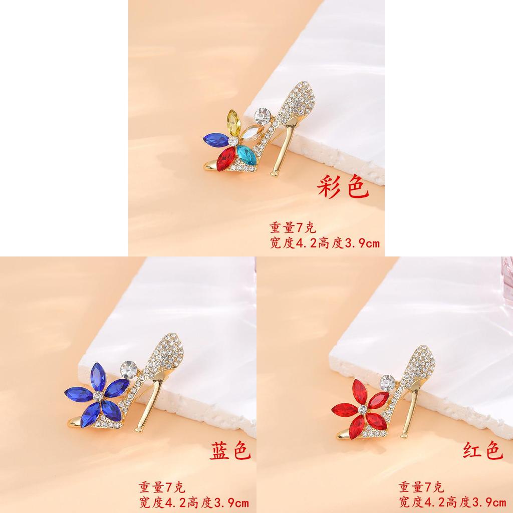 Fashion Crystal High Heel Brooch With Rhinestones And Alloy Material For Elegant Women Clothing Accessory