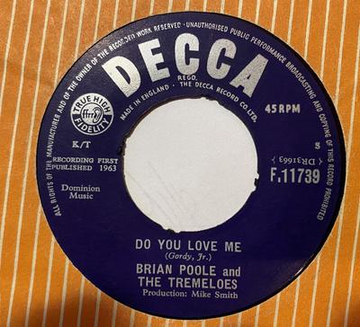 7inch Record BRIAN POOLE  THE TREMELOES  Do You Love Me F11739 Decca 1963 UK Rock Used