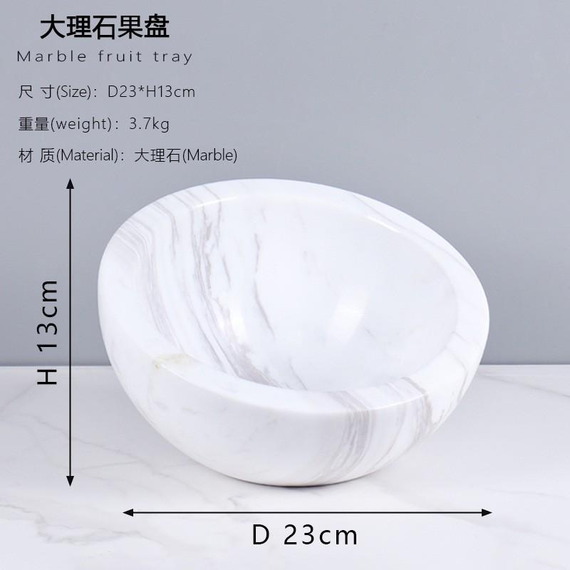 Natural Marble Fruit Bowl Living Room Table Decor Elegant Round Serving Tray In White Grey Black Vein Stone
