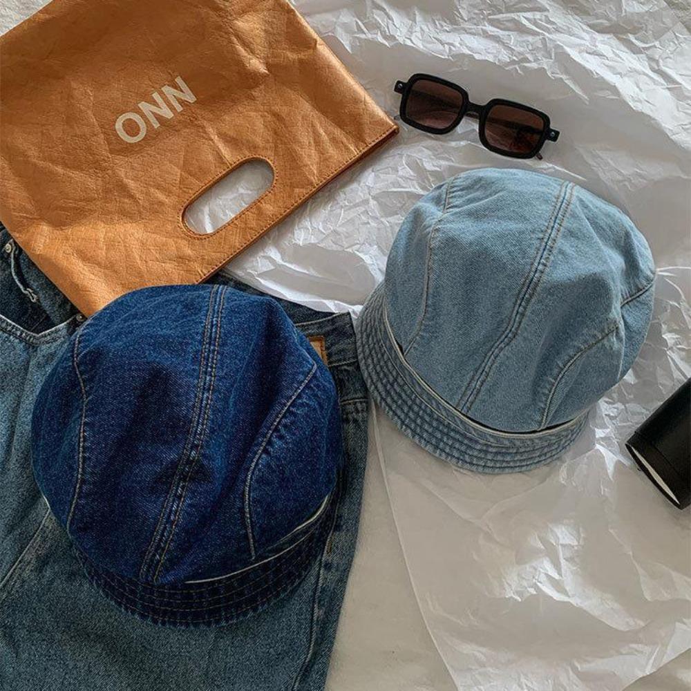 

Soft Fisherman Hat Sun Protection Slouchy Beanie Vintage Berets Cap Female темно-синього кольору