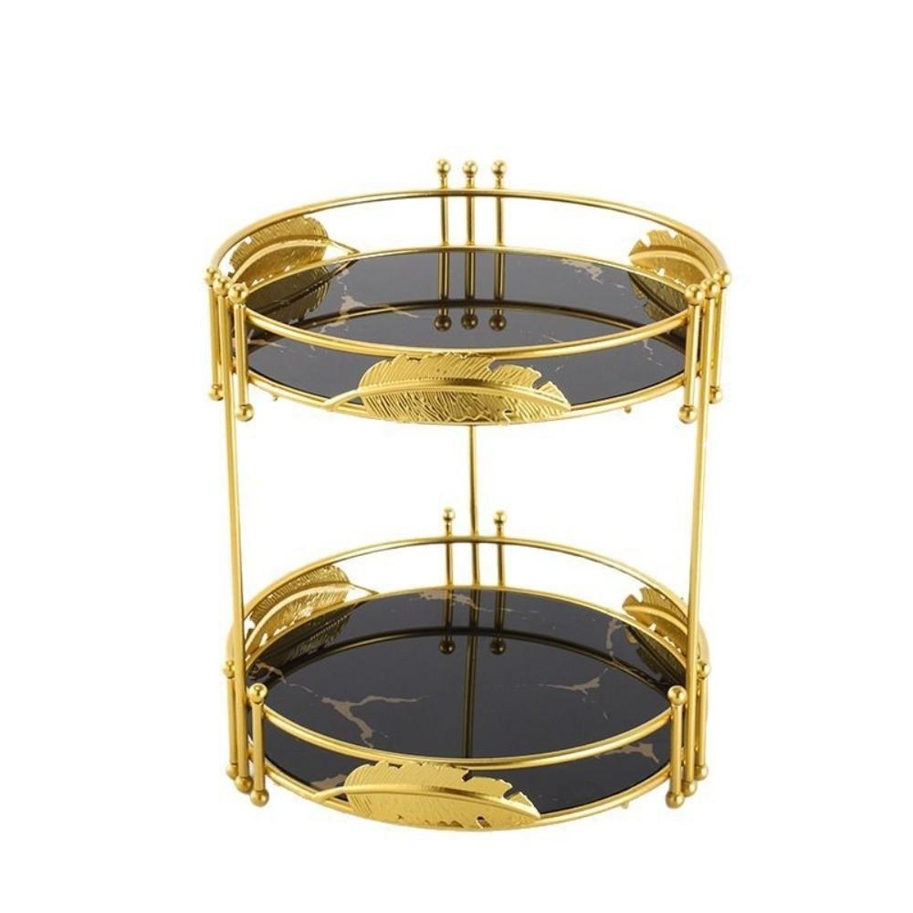 Detachable Tray Desktop Shelf Gold Plated Cosmetics Storage Rack For Vanity Dresser Tabletop
