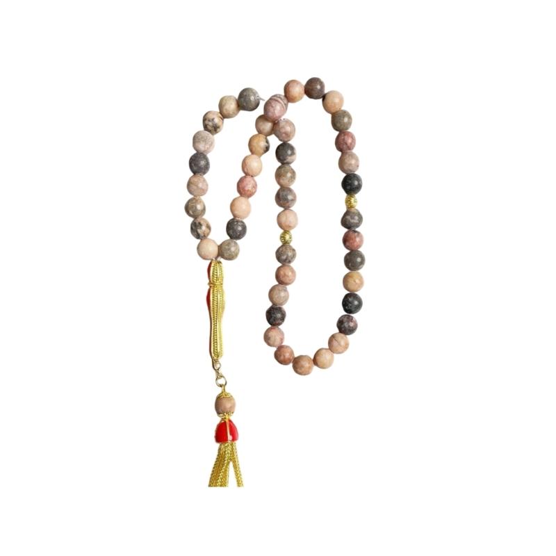 

45Pcs 8mm Stone Bead Elastic Bracelet Adjustable Gold Tassels Accent Sturdy Natural Gemstones Jewelry