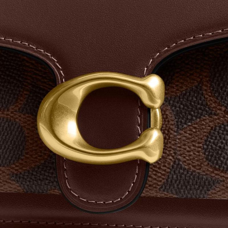 Coach Tabby 19 Brand Logo Artificial Leather and Cowhide Crossbody Bag Small Women's Maple Brown