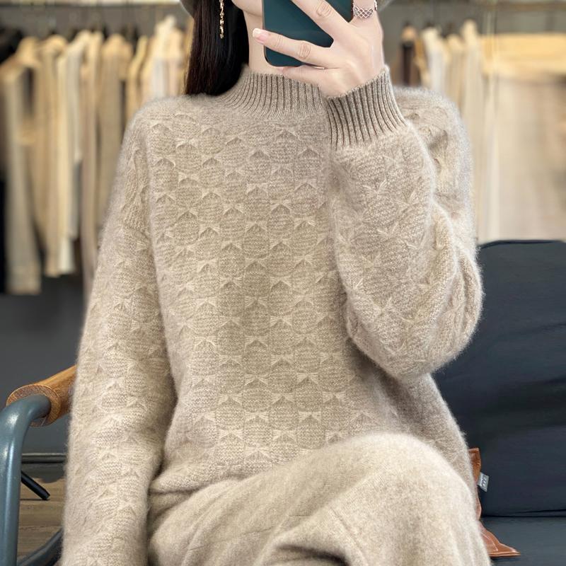 Women Sweater 100% Wool MODERN NEW SAGA Turtleneck Knit Pullover Thick Winter Jumpers Female Knit Tops
