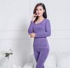 2Pcs Women O-Neck Top Long Pants Thermal Underwear Shaper Winter Warm Sleepwear Set