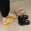 High-heeled thick-soled flip-flops shoes for women's summer new Korean version outer slippers suede fashion cool slippers