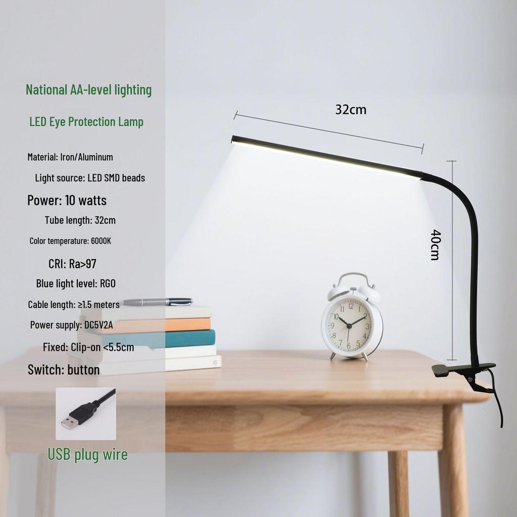 High Brightness Eye-Protection LED Clip-On Desk Lamp for Study and Nail Art