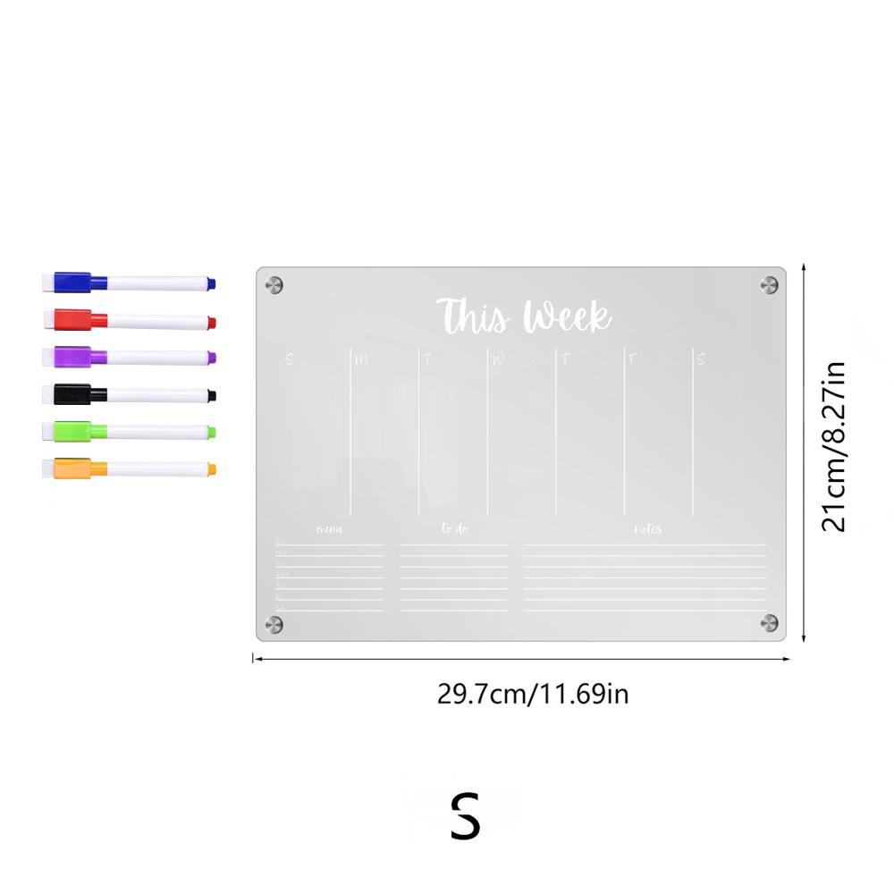 Fridge Magnet Sticker Calendar Board Planner Reusable Magnetic Dry Erase Board Schedule Transparent Acrylic Fridge Message Menu