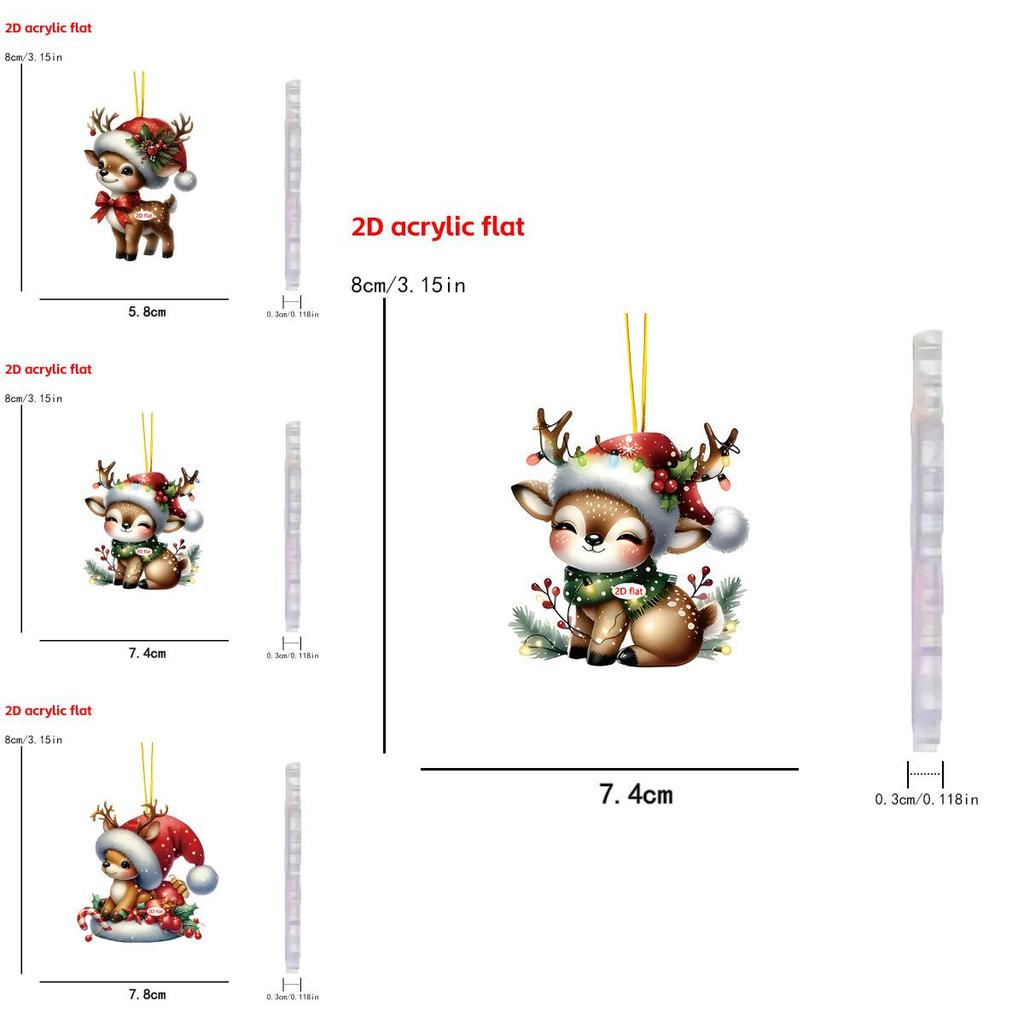 Acrylic Car Hanging Ornament Pack For Christmas Tree And Vehicle Interior Decoration