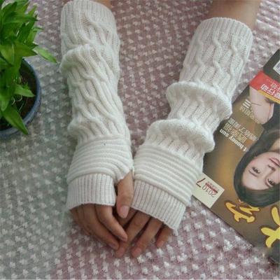 Acryl gestrickte fingerlose Handschuhe Winter Mädchen Handschuh Warm Lange Sexy Gestrickte Armstulpen Handschuhe