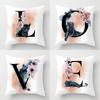 26 English Alphabet Pillowcase Pink Flower Cat Art Design Wedding Party Birthday Decoration Home Decor Sofa Cushion Cover
