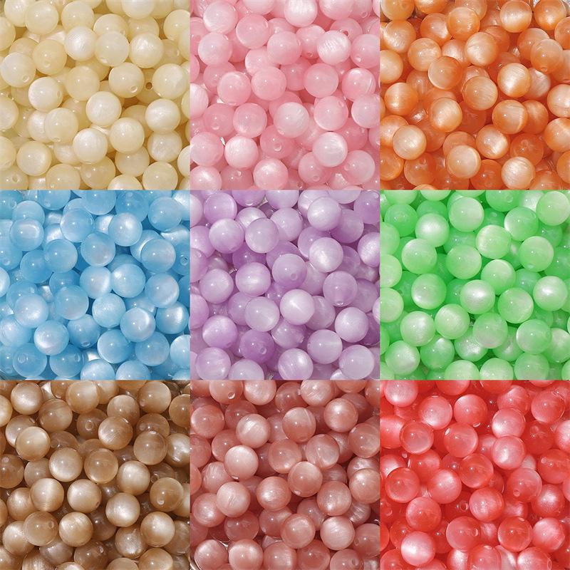 Resin Cat's Eye Beads for DIY Jewelry: Round Loose Beads for Bracelets and Necklaces