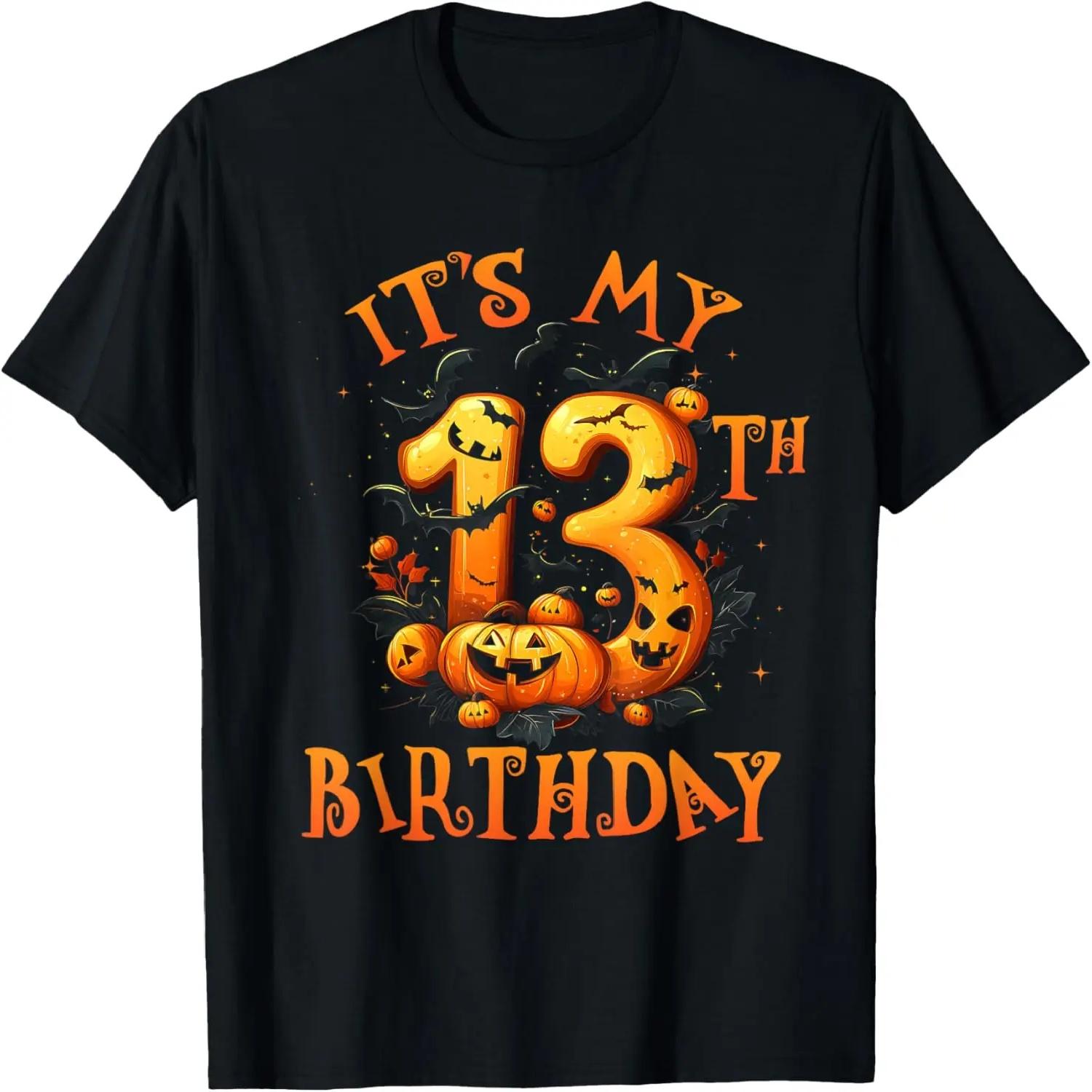 Boo It s My 13th Birthday Halloween Pumpkin 13 Years Old T-Shirt S