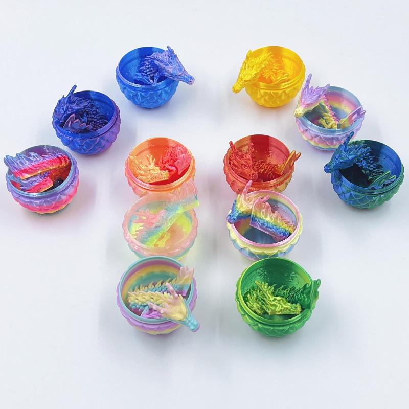 1PC Dragon and Dragon Egg Set Ornaments - Bright and Colorful Plastic Statues for Home Decor, Aquariums, Gardens Offices and Party Surprise Gift Boxes