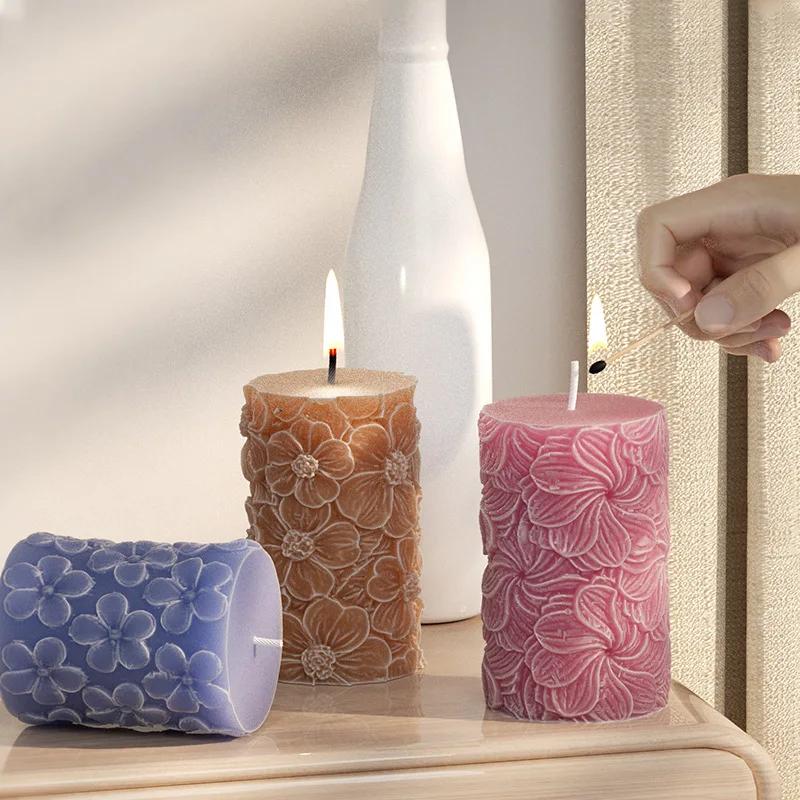 Relief 3D Schmetterling Blume Säule Silikon Kerzenform Welle Seife Harz Gips Herstellungsform DIY Handwerksform Heimdekoration Geschenk