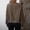 Women's Fashion Casual Solid Color V-Neck Long Sleeve Loose Knitted Cable Button Cardigan Sweater Jacket