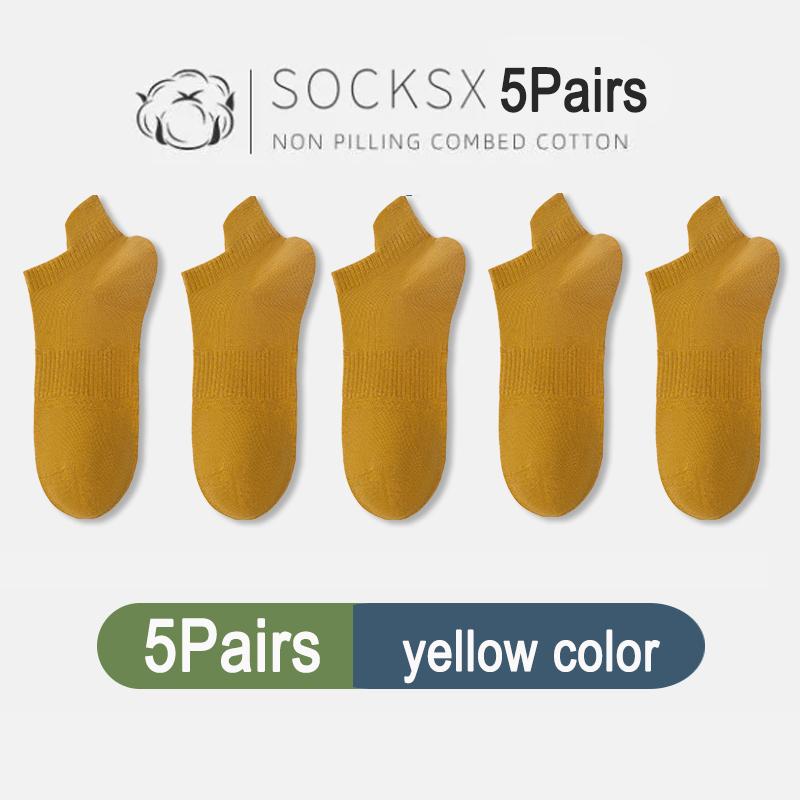 5Pairs High Quality Men Combed Cotton Socks Short Breathable Odor proof and antibacterial for Male sock New size EU38-45