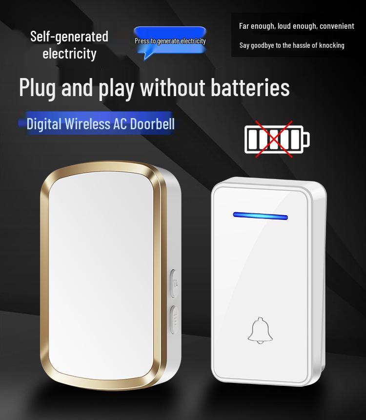 Wireless Self-Powered Smart Doorbell with Call Button - No Battery Needed
