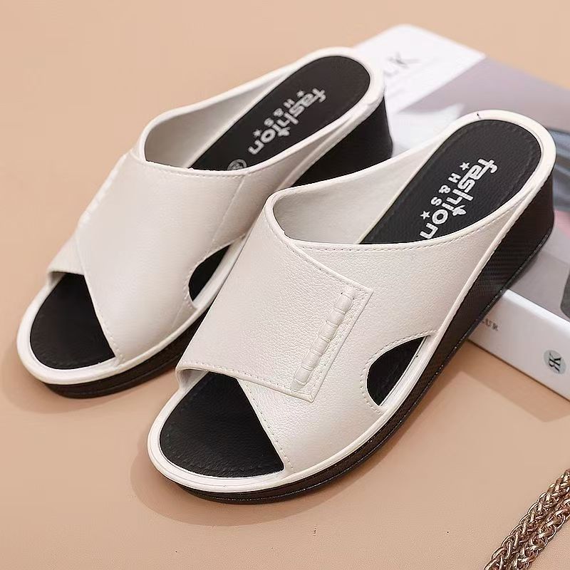 Moteriški vasaros nauji atviro piršto platforminiai pleištukai tuščiavidurės šlepetės minkštu padu neslystančios nuo kvapo namų šlepetės lauko šlepetės sandalai